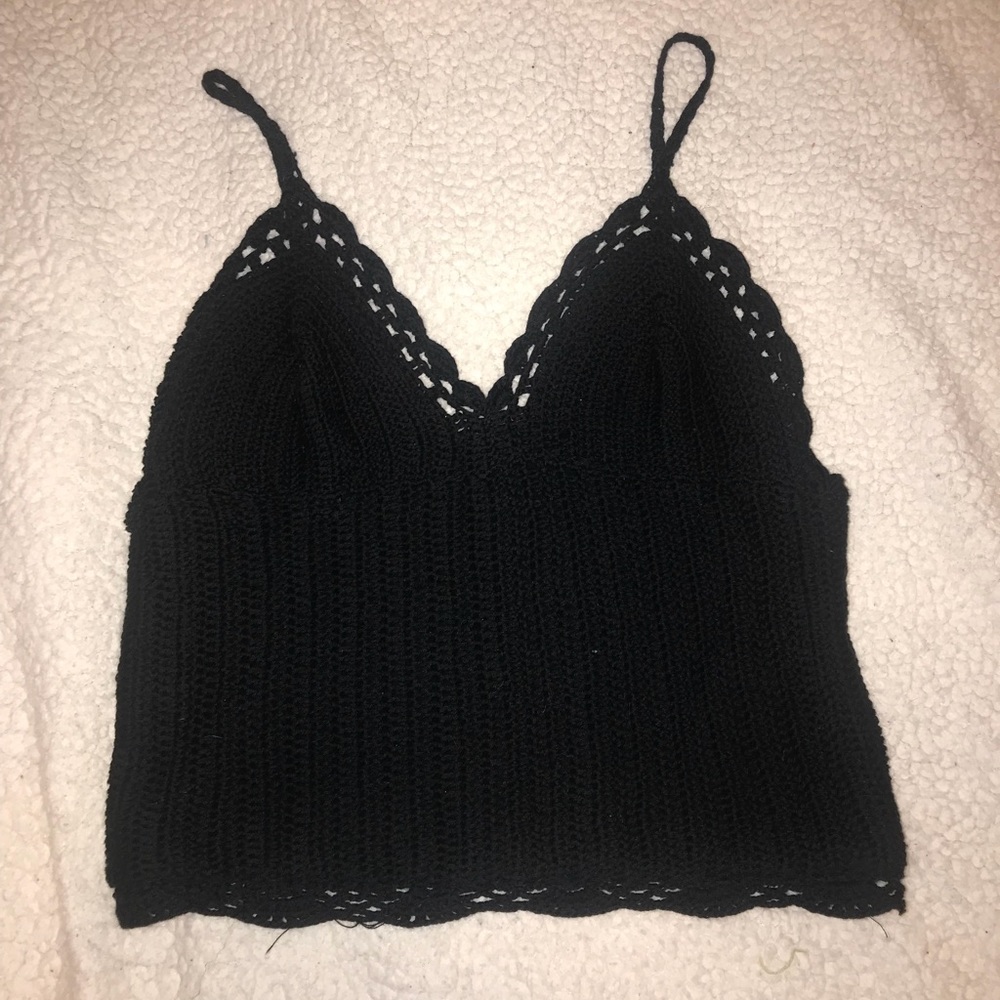 Navy Crochet Tank Top